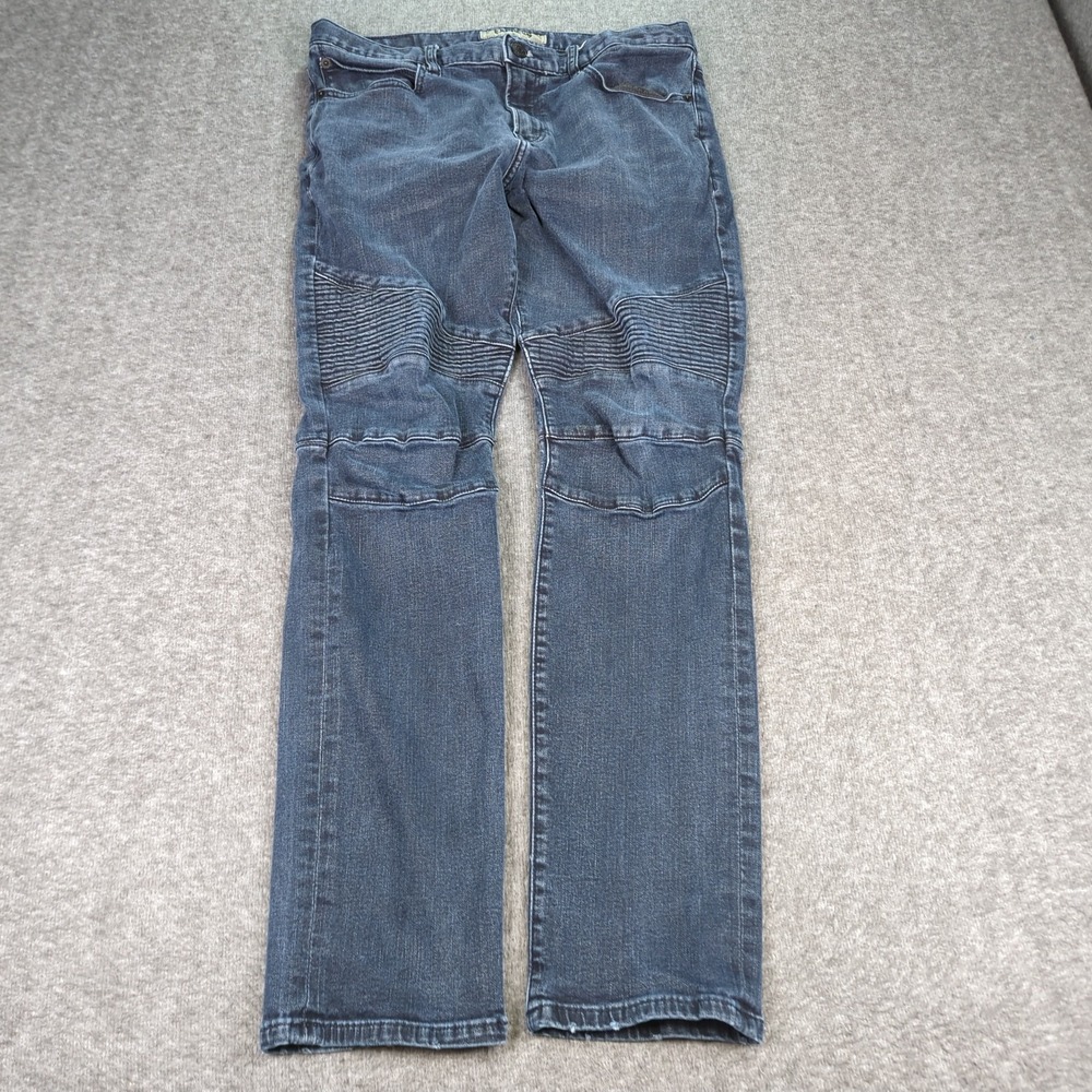 Express Jeans Mens 33x32 Blue Moto Slim Skinny Stretch Casual Preppy